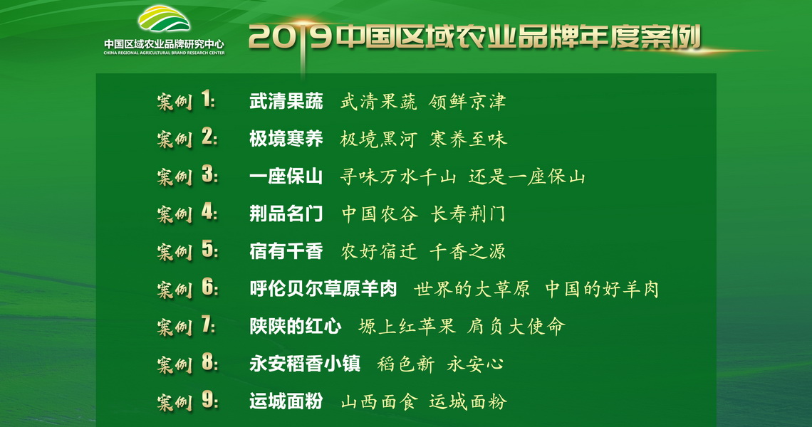 2019中国区域农业品牌年度案例正式发布